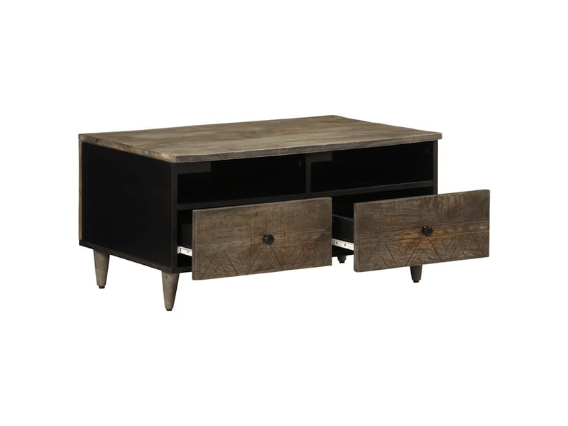  Table basse - table de salon - table à thé gris clair 80x54x40 cm bois massif de manguier  - Conforama C