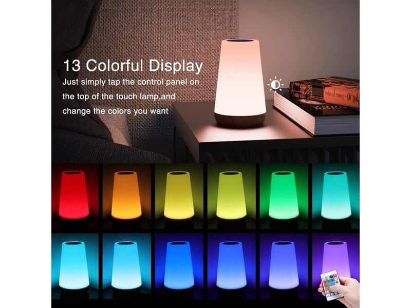 Veilleuse led tactile, lampe de chevet colorée rechargeable avec télécommande et luminosité réglable - Conforama B