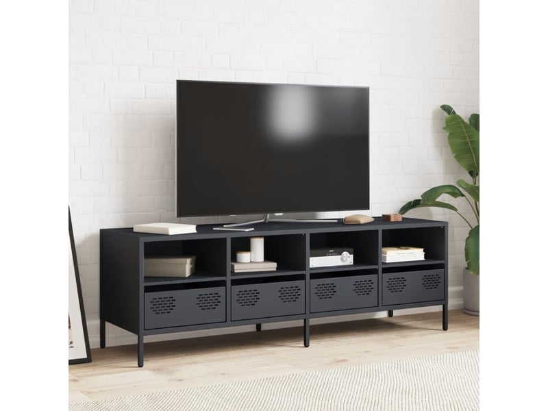  Meuble tv - banc tv - meuble de rangement anthracite 135x39x43,5 cm acier laminé à froid  - Conforama C