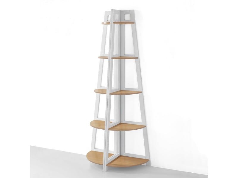 Bibliothèque d'angle design bois blanc chêne gain de place simy wood  - Conforama C