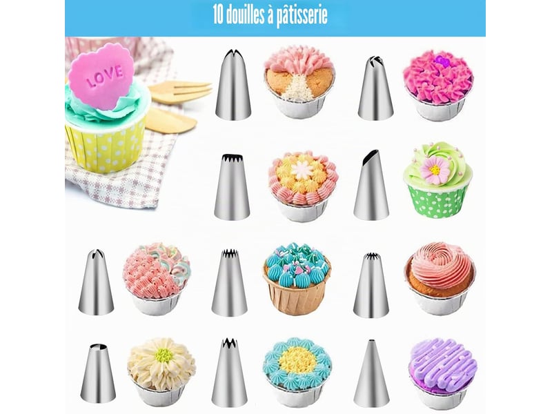 Ensemble de poches à douille, douilles à pâtisserie, accessoires de pâtisserie (bleue, 40 pièces) - blue - Conforama B