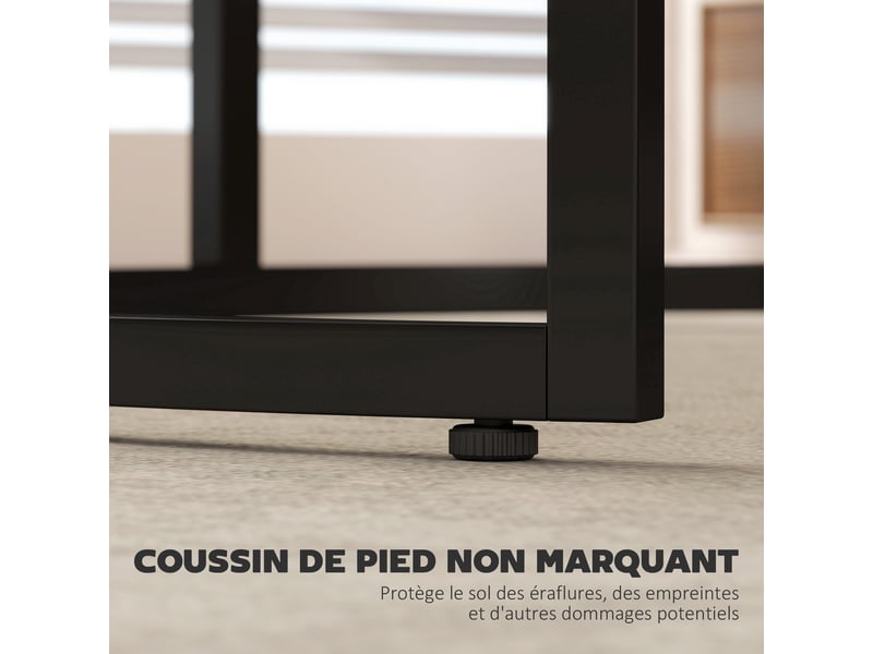  Lot de 2 tables basses gigognes empilable design industriel plateau imitation ciment pieds en métal rustique brun  - Conforama W