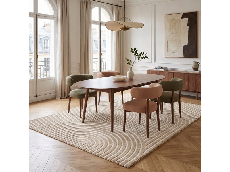 Tapis à relief géométrique doux beige 120x170  - Conforama R