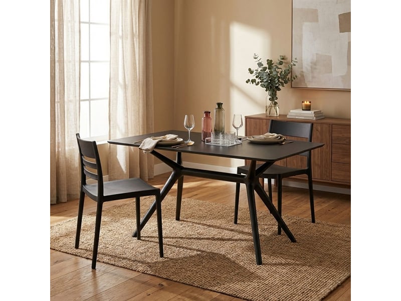  Table de salle à manger intérieur extérieur en polypropylène scott - noir  - Conforama B