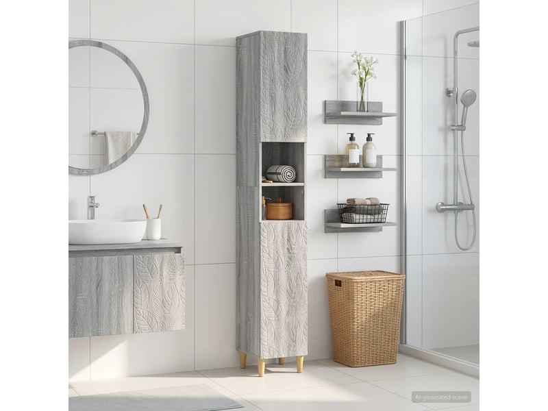  Colonne de salle de bain avec étagère ouverte delft sonoma gris  - Conforama B