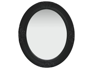 Miroir ovale à fixer coloris noir <strong></strong>  <strong></strong> - 50 cm x 60 cm