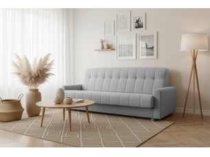 Canapé-lit herbi, pour salon, tissu herbi, gris clair