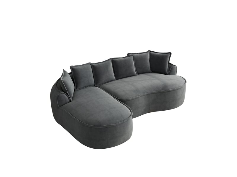  Canapé d'angle ulevr convertible 3 places en chenille gris 252 x 164 cm, modulable avec méridienne profonde  - Conforama A