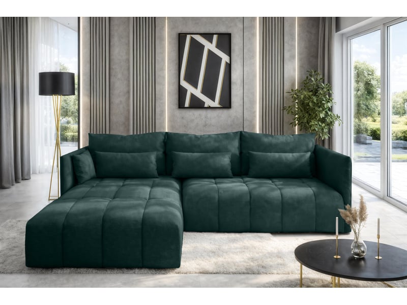  Canapé d'angle vert avec fonction couchage cosmova 245 cm Cosmova - Conforama B