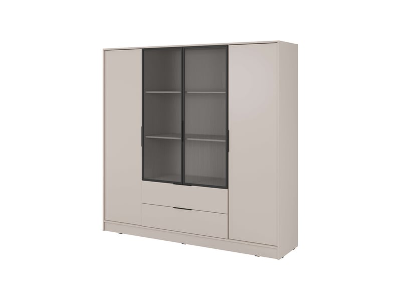  Armoire mirage 2 tiroirs 4 portes vitrées avec penderie en bois et verre- beige MIRAGE - Conforama C