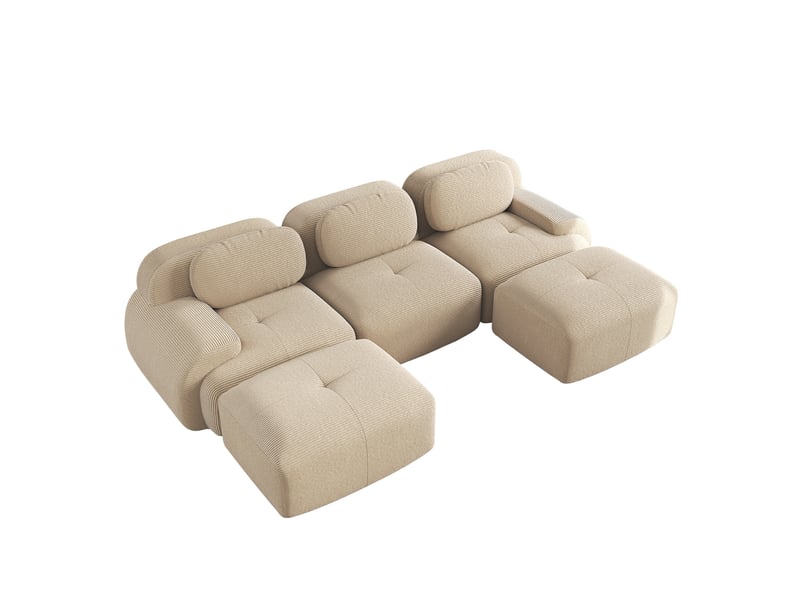  Canapé modulable, canapé de salon, en velours tricoté, beige, livré monté, sans structure, pour salon, bureau, chambre  - Conforama B