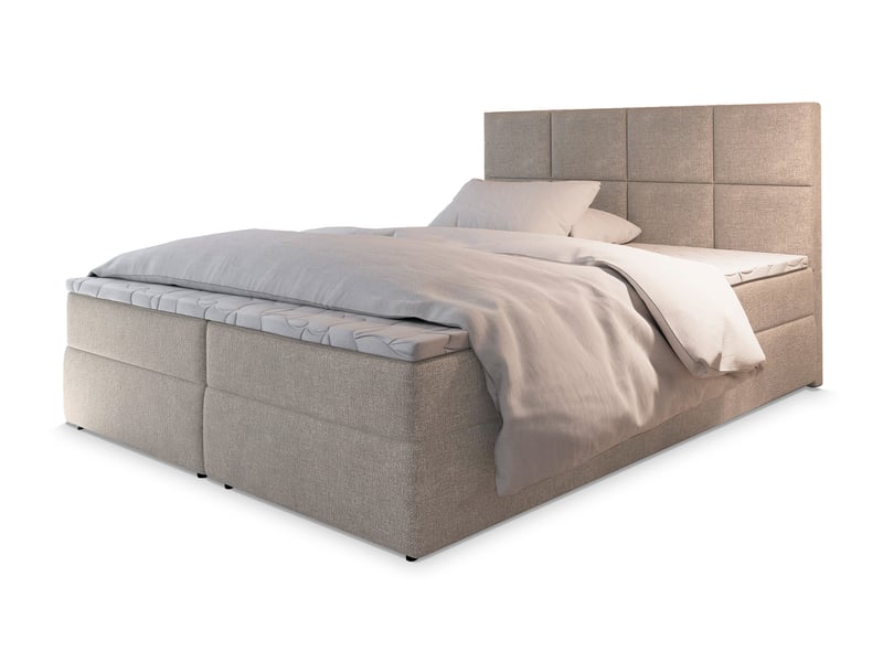  Boxspring lena 200x200 cm, lit complet avec matelas, beige  - Conforama A