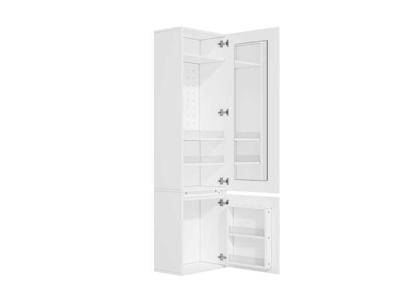  Ensemble d'armoire avec miroir et coiffeuse, 1 tringle et 2 tiroirs, 120 x 50 x 200 cm, blanc  - Conforama E