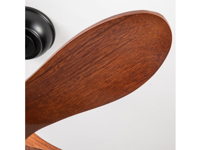  Ventilateur de plafond 90x90x31,5 cm noyer et noir en bois, 5 pales, moteur réversible à 6 vitesses  - Conforama E