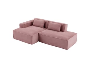 Canapé d'angle réversible convertible <strong>SAPGAKS</strong> <strong></strong> 3 places Coton / Polyester rose