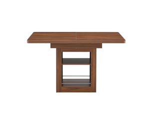 Table à rallonges imitation bois, noyer, en mdf, avec tablette intégrée, couleur noix