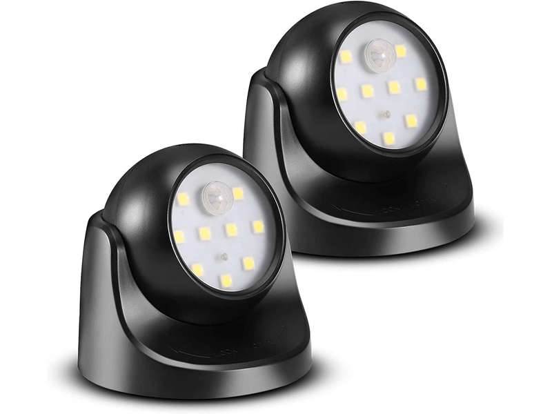  2 projecteurs led, projecteur led sans fil, 150 lumens, globe amovible, pivotant et inclinable à 360 degrés, alimenté par batterie, noir  - Conforama A