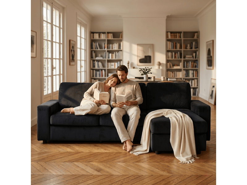  Canapé d'angle avec rangement intégré 245,5 cm - ressorts ensachés et méridienne réversible  - Conforama W