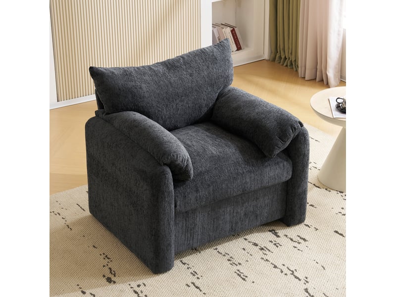  Fauteuil modenvie 1 place en chenille gris 96 x 82 x 84 cm  - Conforama E