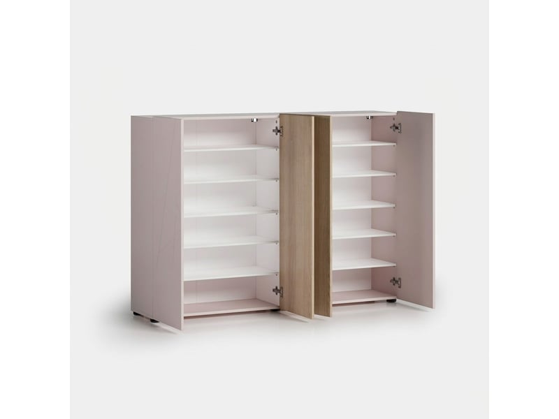  Meuble à chaussures gain de place 4 portes avec 10 étagères lady - beige  - Conforama C