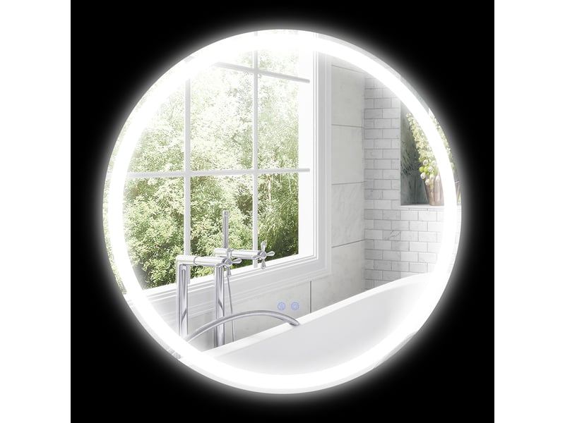  Miroir rond lumineux led de salle de bain ø 60 cm mural avec éclairage 3 couleurs interrupteur tactile 29w blanc argent  - Conforama B