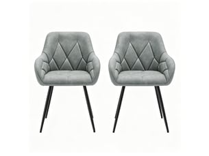 Chaises de salle à manger lot de 2 avec accoudoirs et dossier ergonomique  - métal, simili cuir gris