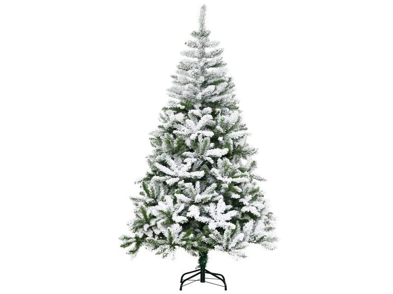  Sapin de noël enneigé de 180 cm de haut, avec 750 branches ignifugées et un socle en acier, vert  - Conforama A