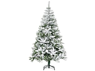 Sapin de noël enneigé de 180 cm de haut, avec 750 branches ignifugées et un socle en acier, vert