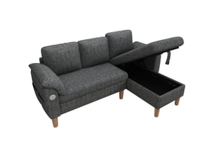 Canapé d'angle réversible fixe DESVIAE 3 places Polyester gris avec coffre de rangement