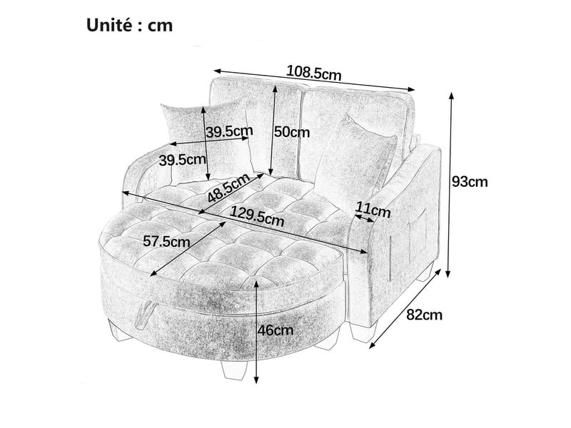  Canapé convertible - canapé-lit 2 en 1 multifonction avec rangement - housse respirante - bois d’eucalyptus - marron  - Conforama C