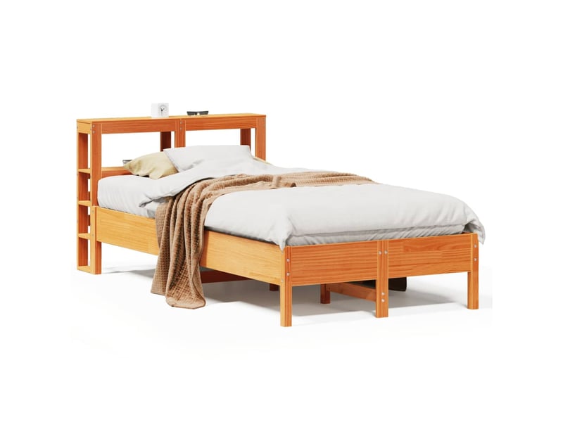  Lit double- lit adulte -  cadre de lit sans matelas  marron 120x190cm bois pin massif  - Conforama A