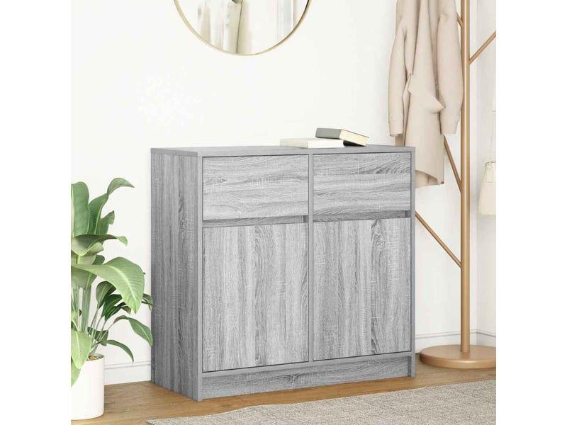  Buffet - bahut - meuble de rangement avec tiroir sonoma gris 80x34x76 cm bois d'ingénierie  - Conforama B