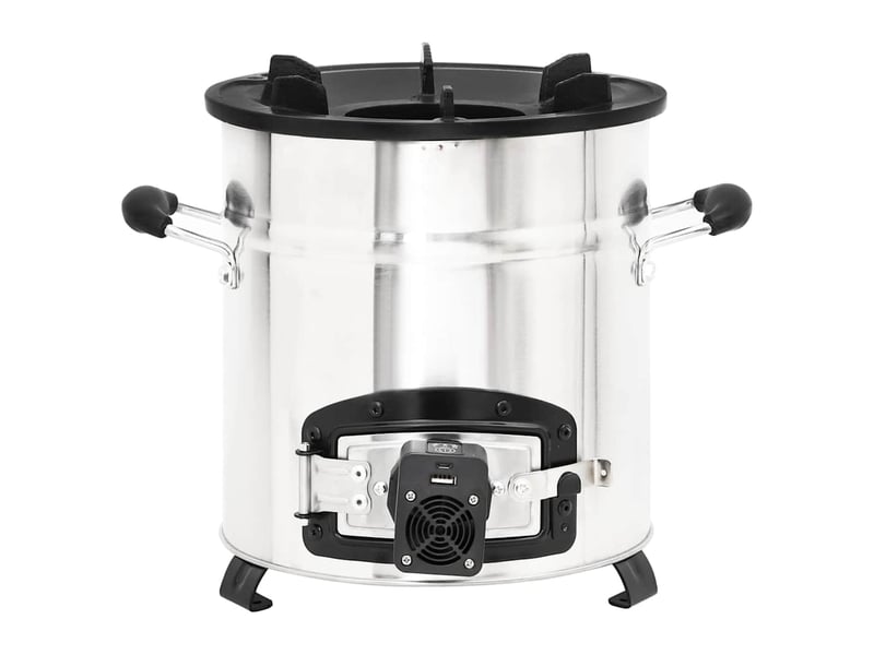  Poêle à bois avec ventilateur usb argenté 35,5x26x28 cm inox  - Conforama C