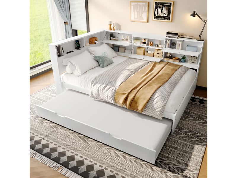  Lit gigogne 140x200cm coloris blanc pin lit enfant blanc - Conforama B