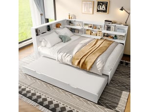 Lit gigogne 140x200 cm <strong>MERAX</strong>  <strong>lit enfant blanc</strong> coloris blanc