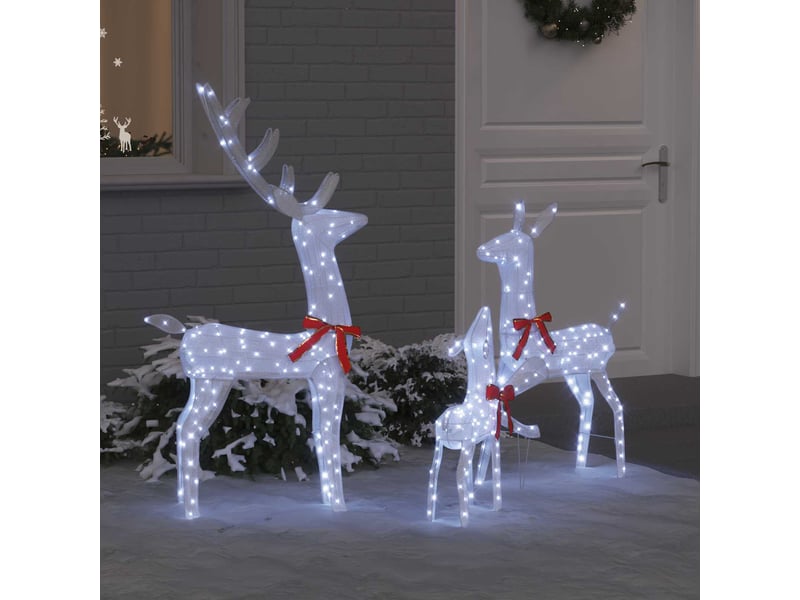  Famille de rennes, décoration de noël 3 pc blanc froid 68 x 26 x 127 cm tissu cf62030  - Conforama B