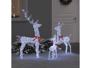 Famille de rennes, décoration de noël 3 pc blanc froid 68 x 26 x 127 cm tissu cf62030