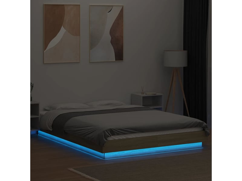  Lit double- lit adulte -  cadre de lit avec lumières led sans matelas 140x200 cm  - Conforama C