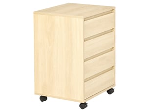 Caisson de bureau 4 tiroirs sur roulettes en mdf coloris naturel 46 x 40 x 65 cm