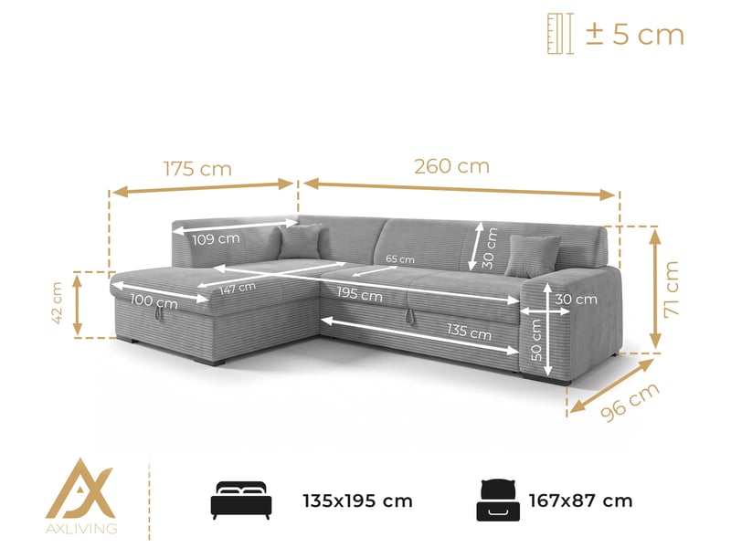 Canapé convertible lucera 260 cm – beige Lucera - Conforama E