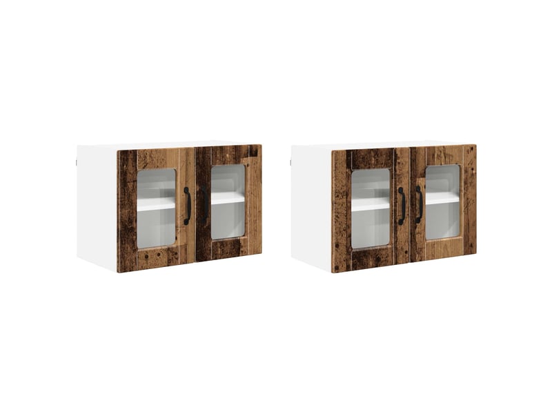 Cabinet en verre mural 2 pcs bois ancien bois d'ingénierie shl5822 - Conforama A