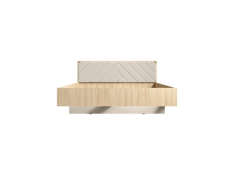  Lit kaori 180x200 cm chêne clair et sable avec sommier  - Conforama D