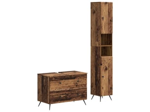 Ensemble de 2 meubles de salle de bain breda bois ancien cf63083
