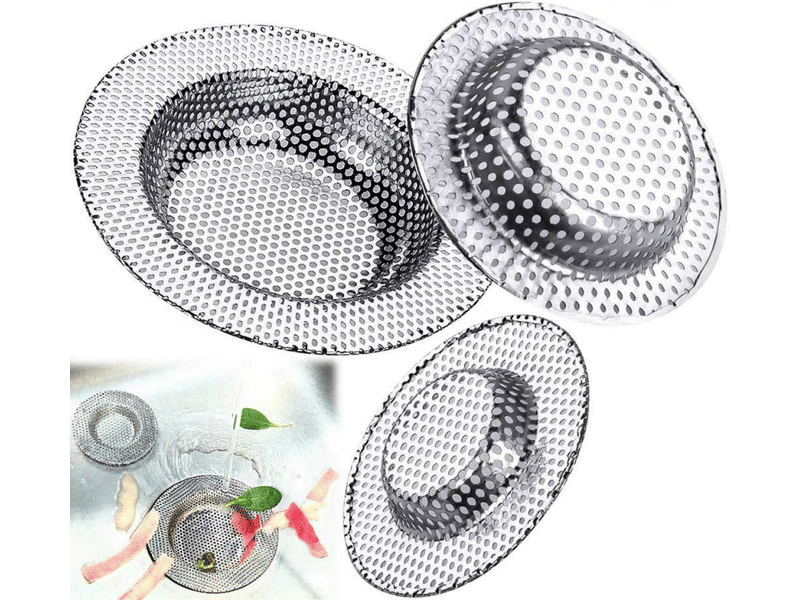  Lot de 3 passoires d'évier de cuisine, passoires d'évier en acier inoxydable anti-obstruction avec trous perforés, drain d'évier durable, .  - Conforama A