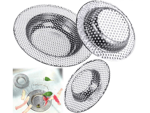 Lot de 3 passoires d'évier de cuisine, passoires d'évier en acier inoxydable anti-obstruction avec trous perforés, drain d'évier durable, .