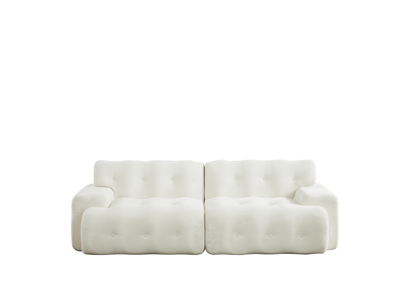 Canapé 2 places modenvie en chenille beige, large, style moderne, sans montage