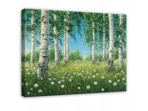 Tableau décoration murale impression sur toile  forêt bouleaux vert - 120x80 cm - tableau décoration murale chambre et salon