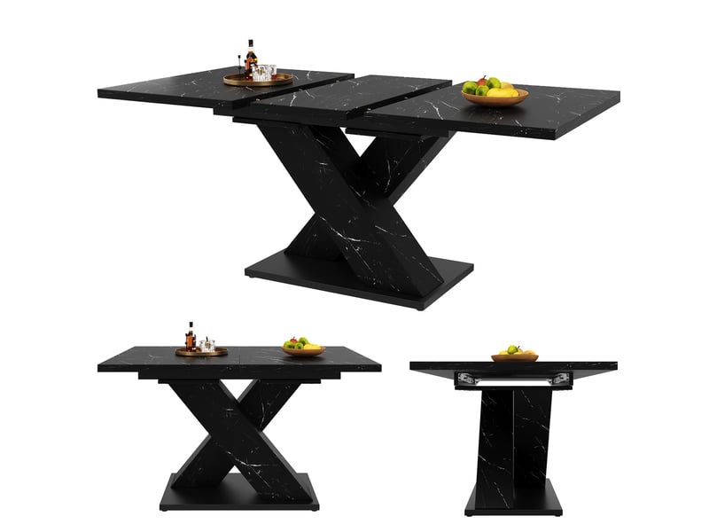  Table extensible 4 à 6 personnes avec rallonge pour salle à manger en mdf 119×80×75 cm noir  - Conforama A
