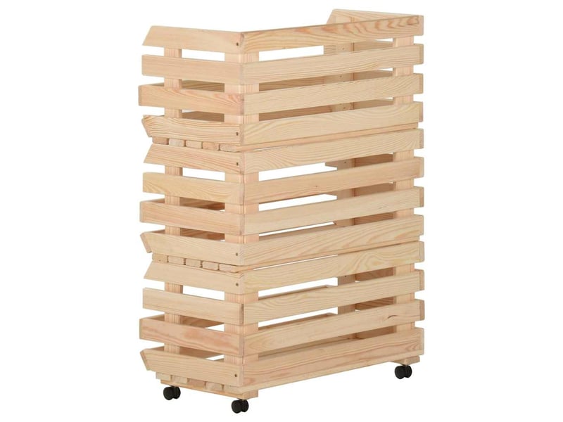  Desserte de cuisine, chariot à légumes 57x30x80 cm bois de pin solide  - Conforama D