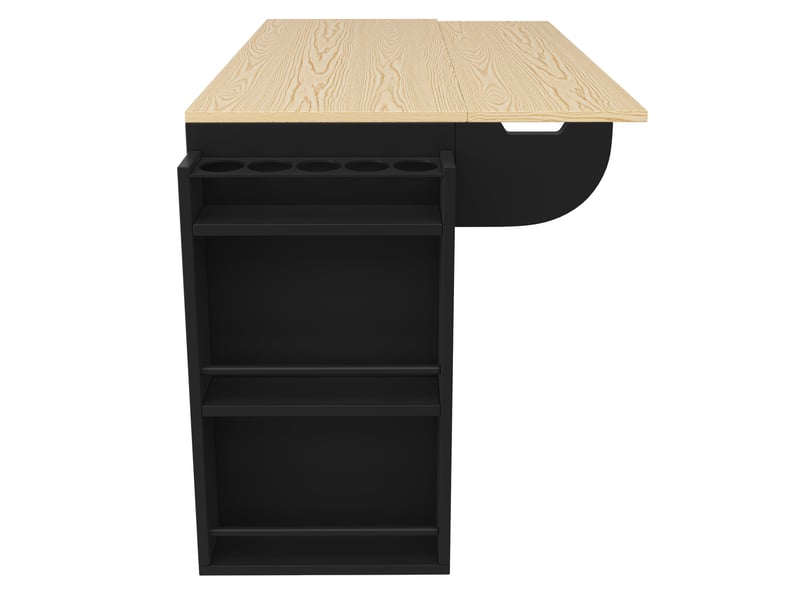 Desserte de cuisine 110 x 42 x 90 cm noire en mdf, plateau rabattable, portes coulissantes sur roulettes - Conforama E